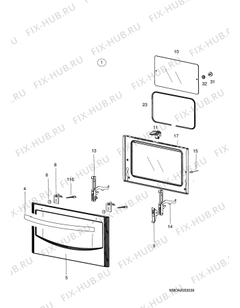 Взрыв-схема плиты (духовки) Husqvarna Electrolux QSG6052-1X - Схема узла H10 Main Oven Door (large)